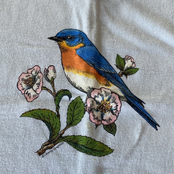 Women’s light blue T-shirt with bird - Picture 2 of 4
